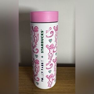Roller Rabbit/ Starbucks Collab Pink and White Insulated Tumbler